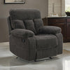 Charl 41 Inch Glider Recliner Armchair, Plush Tufted Backrests, Charcoal By Casagear Home