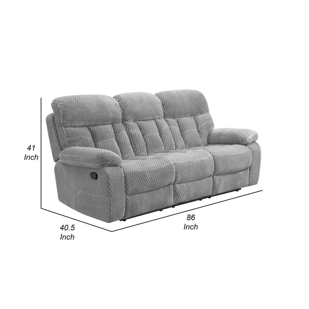 Charl 87 Inch Powered Dual Recliner Sofa Tufted Backrests Light Gray By Casagear Home BM306733