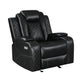 Nova 39 Inch Powered Recliner Vegan Leather Upholstery Bold Jet Black By Casagear Home BM306735