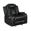 Nova 39 Inch Powered Recliner Vegan Leather Upholstery Bold Jet Black By Casagear Home BM306735