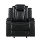 Nova 39 Inch Powered Recliner Vegan Leather Upholstery Bold Jet Black By Casagear Home BM306735