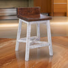 Ata 24 Inch Counter Height Stool Lacquer Finish Pine Wood Brown White By Casagear Home BM306784