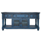 Genie 70 Inch TV Entertainment Console 3 Drawers Mango Wood Dark Blue By Casagear Home BM306860