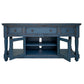 Genie 70 Inch TV Entertainment Console 3 Drawers Mango Wood Dark Blue By Casagear Home BM306860