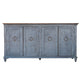 Cip 73 Inch Console Sideboard Pine Wood 4 Doors Ring Handles Deep Blue By Casagear Home BM306949