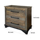 Lint 37 Inch Dresser Chest Pine Wood 3 Gliding Drawers Gray and Brown By Casagear Home BM306991