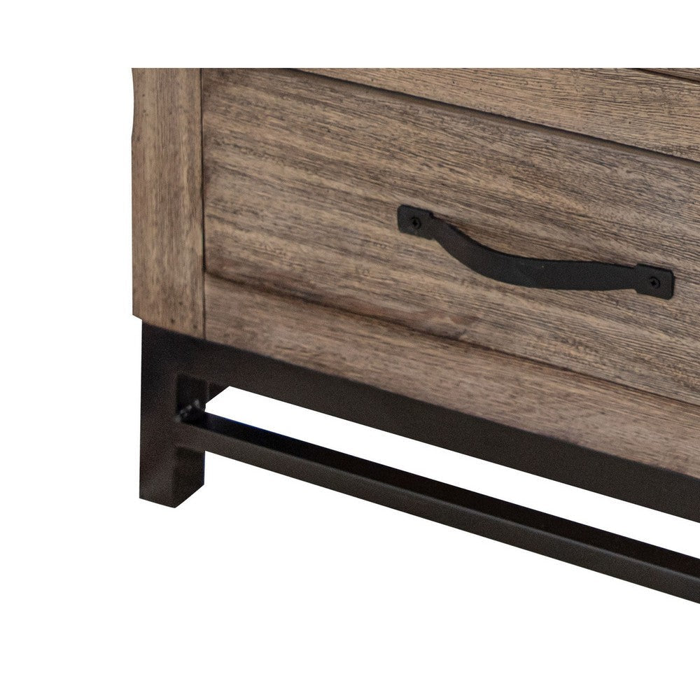 Piel 25 Inch Bedside Nightstand Mango and Pine Wood 2 Drawers Brown By Casagear Home BM307018