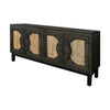 Aose 69 Inch Console Sideboard Cabinet, 4 Doors, Pine Wood, Black, Brown By Casagear Home