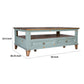 Rozy 50 Inch Coffee Table 4 Drawers Teal Blue Pine Wood Hand Finished By Casagear Home BM307043