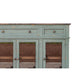 Rozy 70 Inch Console Sideboard Cabinet 4 Glass Doors Teal Blue Pine Wood By Casagear Home BM307047