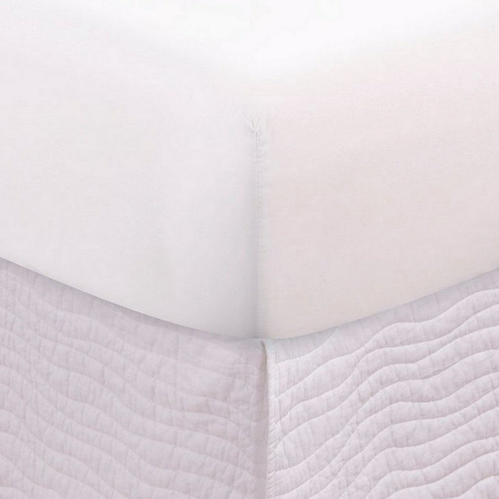 Sima Seashell Quilted Full Bed Skirt Cotton Fill Triple Layered White By Casagear Home BM307054