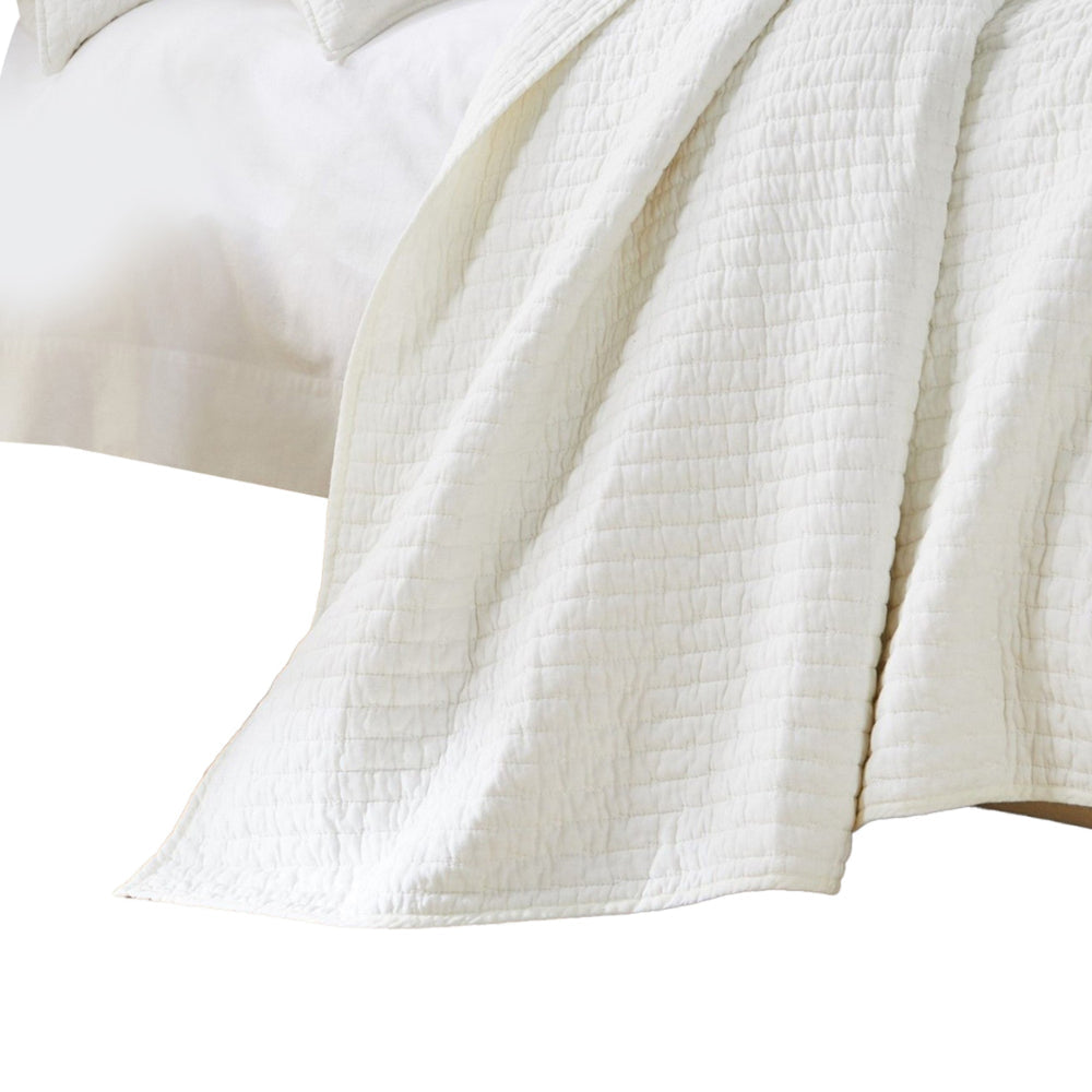 Xumi 2pc Twin Quilt and Pillow Sham Set Channeled Antique White Cotton By Casagear Home BM307065