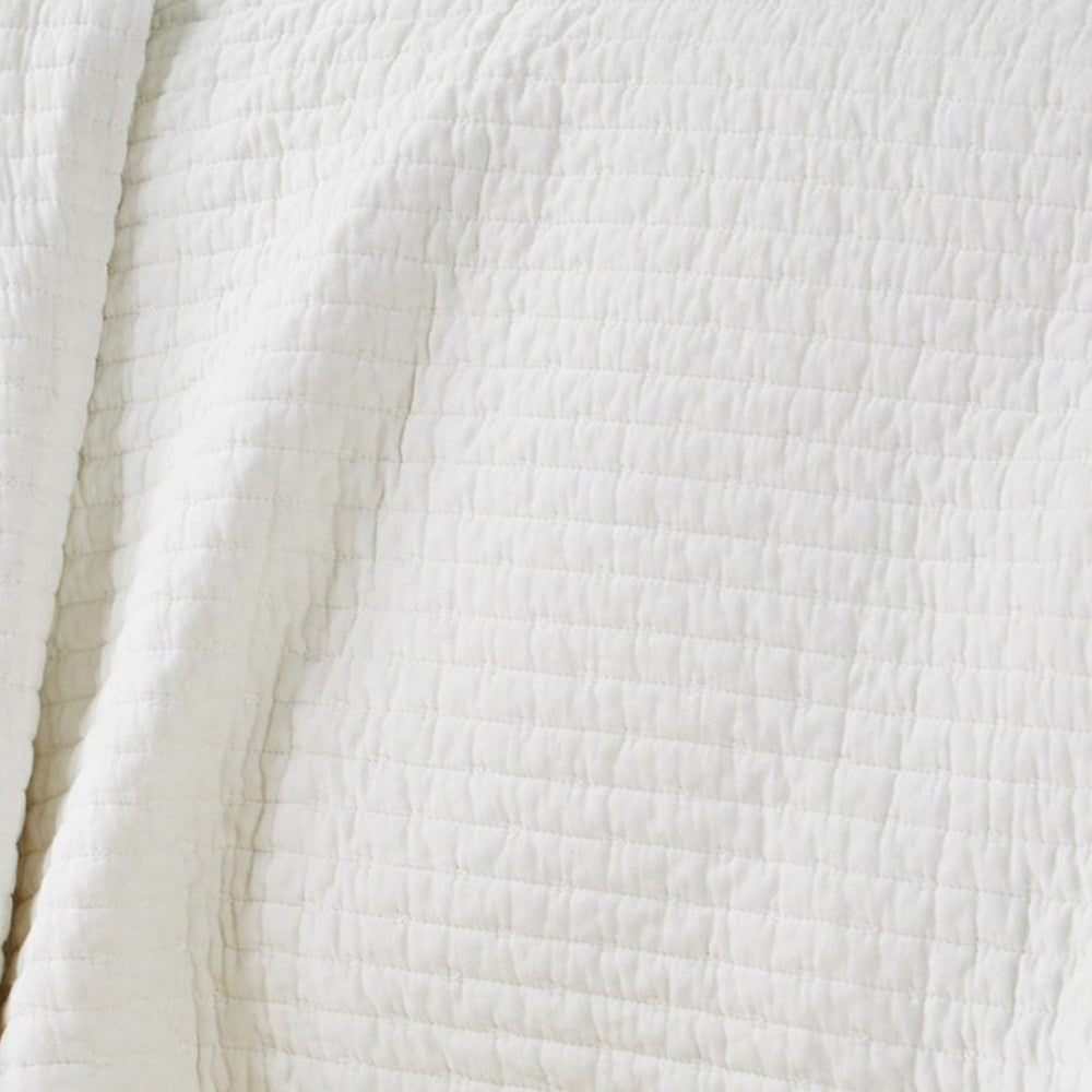 Xumi 2pc Twin Quilt and Pillow Sham Set Channeled Antique White Cotton By Casagear Home BM307065