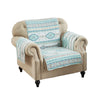 Linda 81 Inch Quilted Armchair Cover, Geometric Prints, Turquoise Polyester By Casagear Home