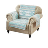 Linda 81 Inch Quilted Armchair Cover Geometric Prints Turquoise Polyester By Casagear Home BM307070