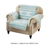 Linda 81 Inch Quilted Armchair Cover Geometric Prints Turquoise Polyester By Casagear Home BM307070