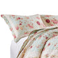 Rosle 2pc Twin Quilt and Pillow Sham Set Scallop Edges Floral Blue Cotton By Casagear Home BM307073