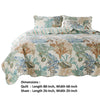 Wade 2pc Twin Quilt and Pillow Sham Set Cotton Fill Coastal Seashell Jade By Casagear Home BM307076