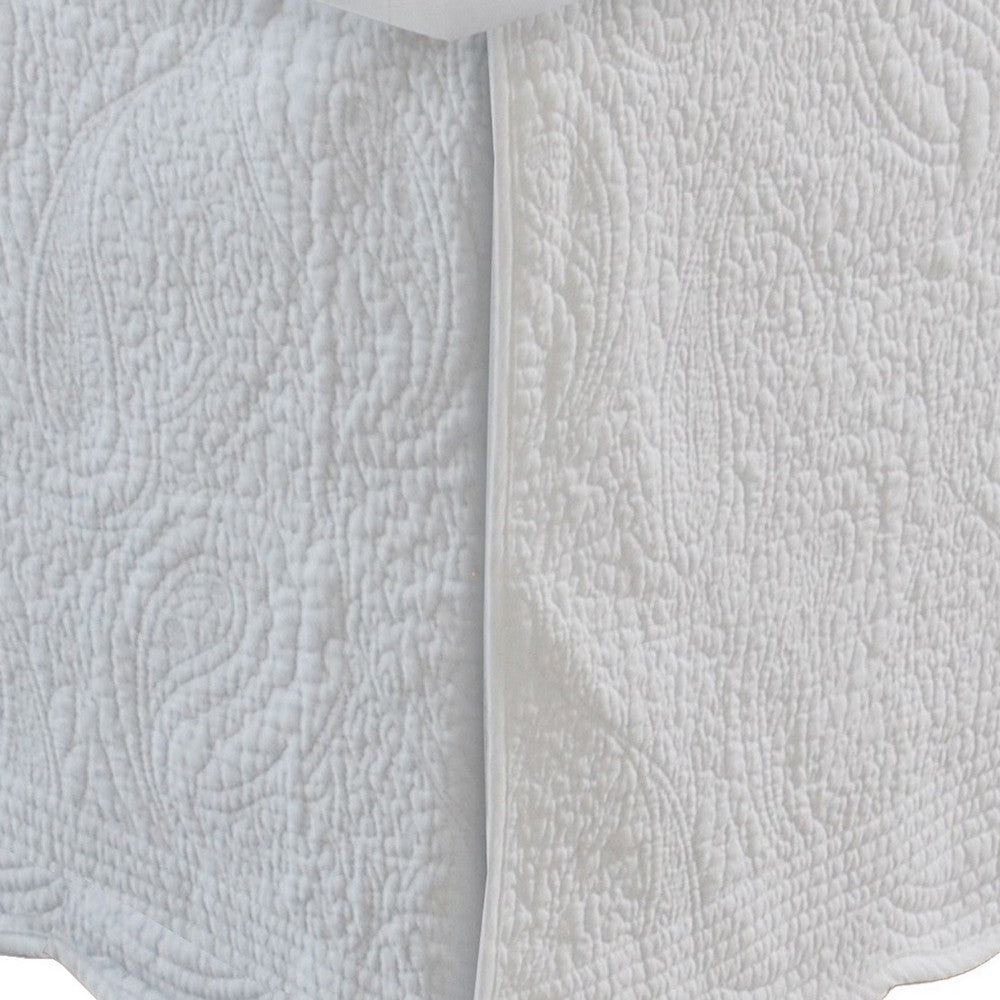 Muka Paisley Quilted Full Bed Skirt Cotton Drop Polyester Platform White By Casagear Home BM307083