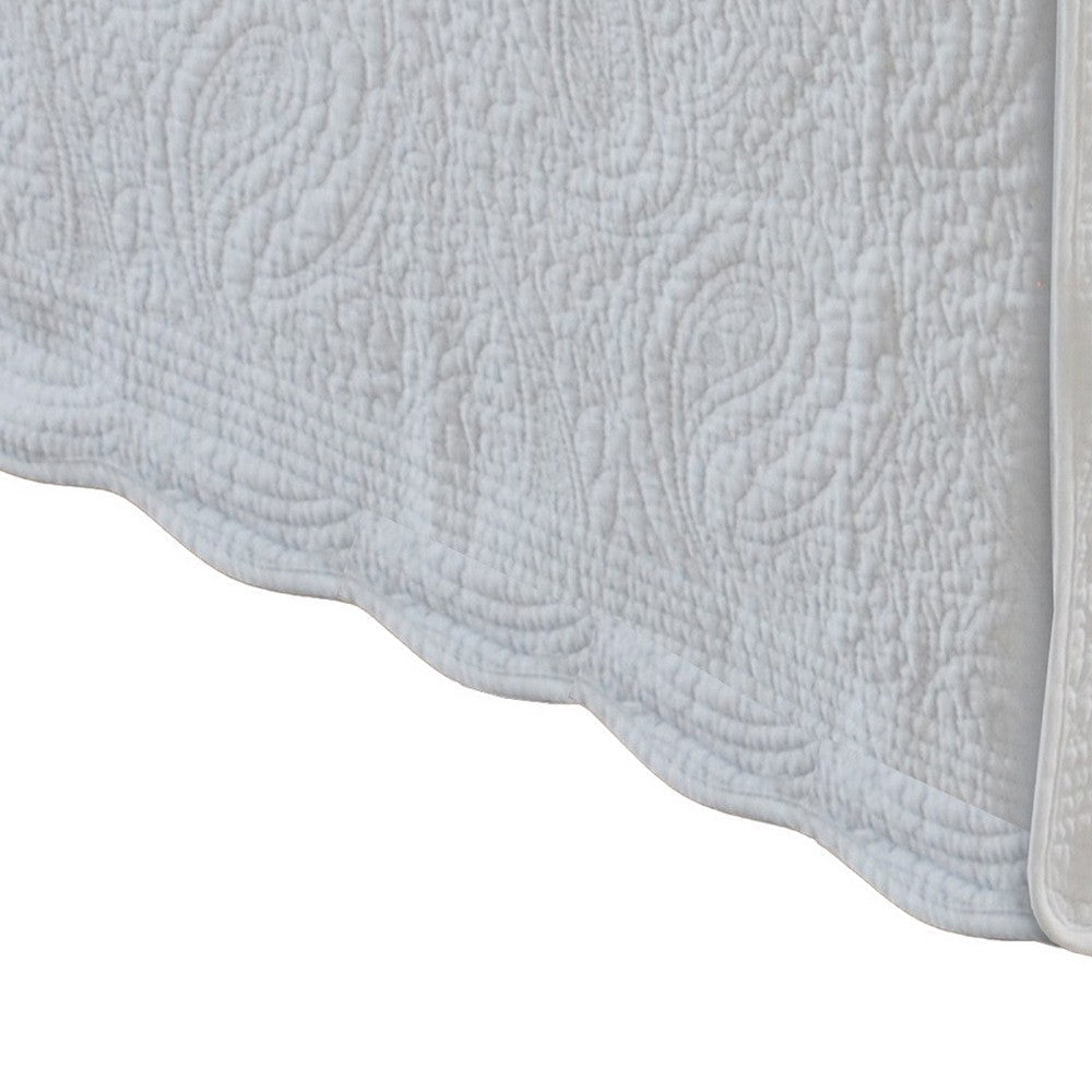 Muka Paisley Quilted Full Bed Skirt Cotton Drop Polyester Platform White By Casagear Home BM307083