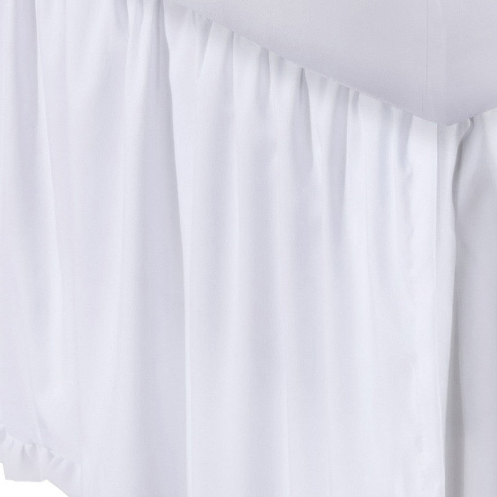 Mora Full Bed Skirt Polyester Platform Split Corners Ruffle Edge White By Casagear Home BM307098