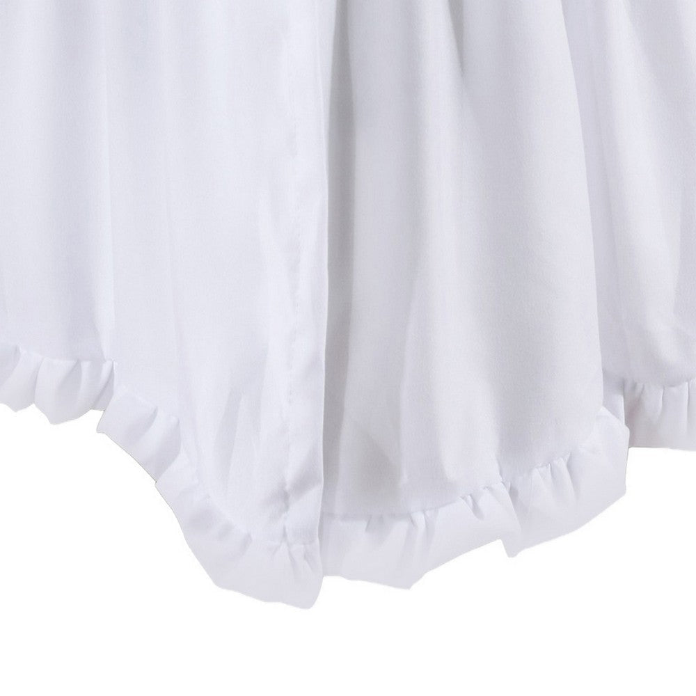 Mora Full Bed Skirt Polyester Platform Split Corners Ruffle Edge White By Casagear Home BM307098