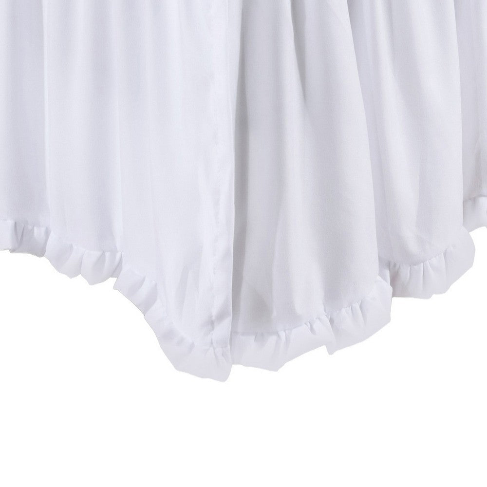 Mora Queen Bed Skirt Polyester Platform Ruffle Edge Split Corners White By Casagear Home BM307100