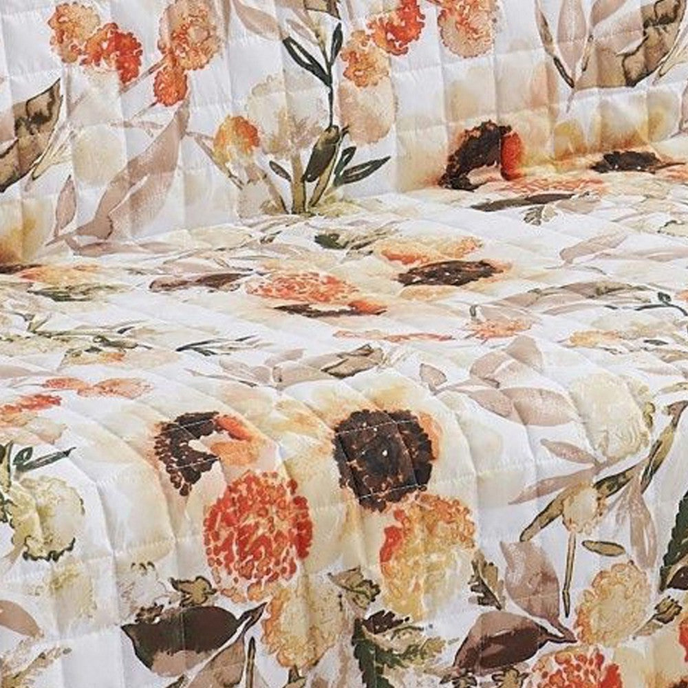 Kelsa 127 Inch Sofa Cover with Polyester Fill Watercolor Sunflowers Gold By Casagear Home BM307104