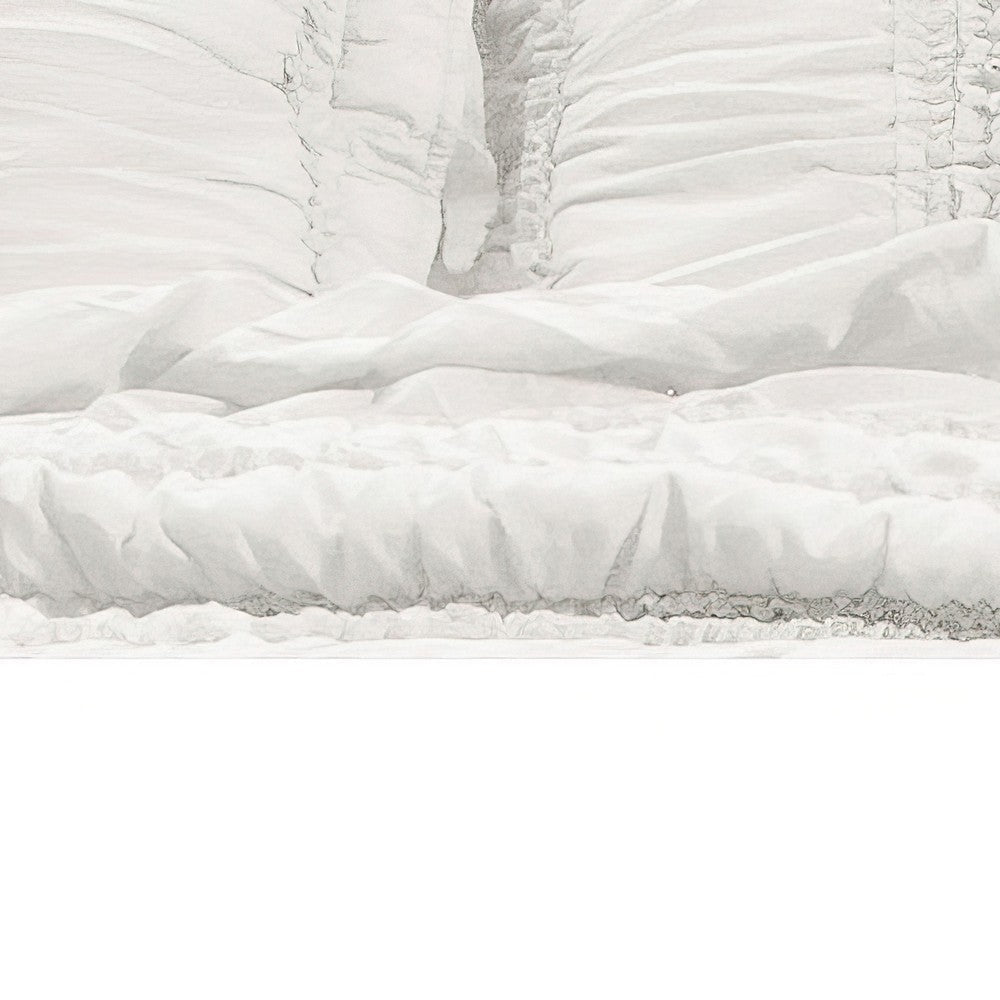 36 Inch Ruffled King Pillow Sham Polyester Fill Ruched White Microfiber By Casagear Home BM307108