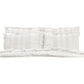 36 Inch Ruffled King Pillow Sham, Polyester Fill, Ruched White Microfiber By Casagear Home