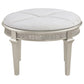 Nive 24 Inch Oval Vanity Stool, Ivory Chenille, Encrusted Faux Diamond  By Casagear Home