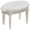 Nive 24 Inch Oval Vanity Stool Ivory Chenille Encrusted Faux Diamond By Casagear Home BM307113