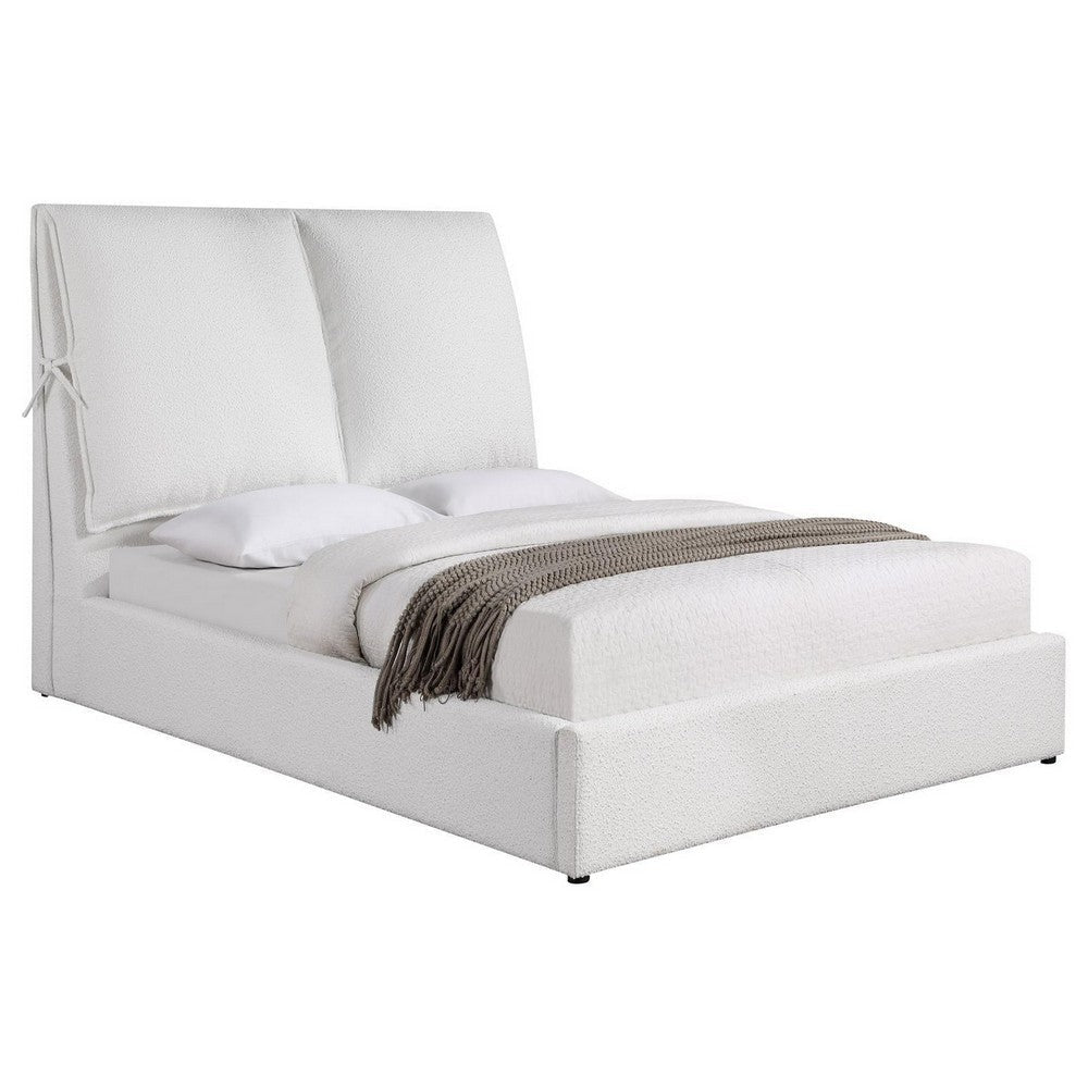 Dole Queen Size Platform Bed Pillow Headboard White Fabric Upholstey By Casagear Home BM307117