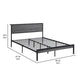 Rick Queen Size Platform Bed MDF Panel Headboard Gray Black Metal By Casagear Home BM307125