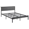 Rick Queen Size Platform Bed, MDF Panel Headboard, Gray, Black Metal By Casagear Home