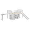 Twin Workstation Loft Bed with Open Shelves and Desk, White Wood By Casagear Home