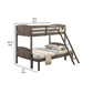 Twin over Full Bunk Bed Set Slatted Guard Rails Weathered Brown Wood By Casagear Home BM307129