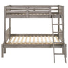 Twin over Full Bunk Bed Set Slatted Guard Rails Weathered Taupe Wood By Casagear Home BM307130