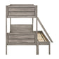 Twin over Full Bunk Bed Set Slatted Guard Rails Weathered Taupe Wood By Casagear Home BM307130