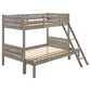 Twin over Full Bunk Bed Set, Slatted Guard Rails, Weathered Taupe Wood By Casagear Home