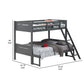 Amey Twin over Full Bunk Bed Guard Rails Attached Ladder Gray Wood By Casagear Home BM307134