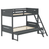 Amey Twin over Full Bunk Bed, Guard Rails, Attached Ladder, Gray Wood By Casagear Home