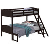 Laro Twin over Full Bunk Bed Attached Ladder Guard Rails Brown Wood By Casagear Home BM307136