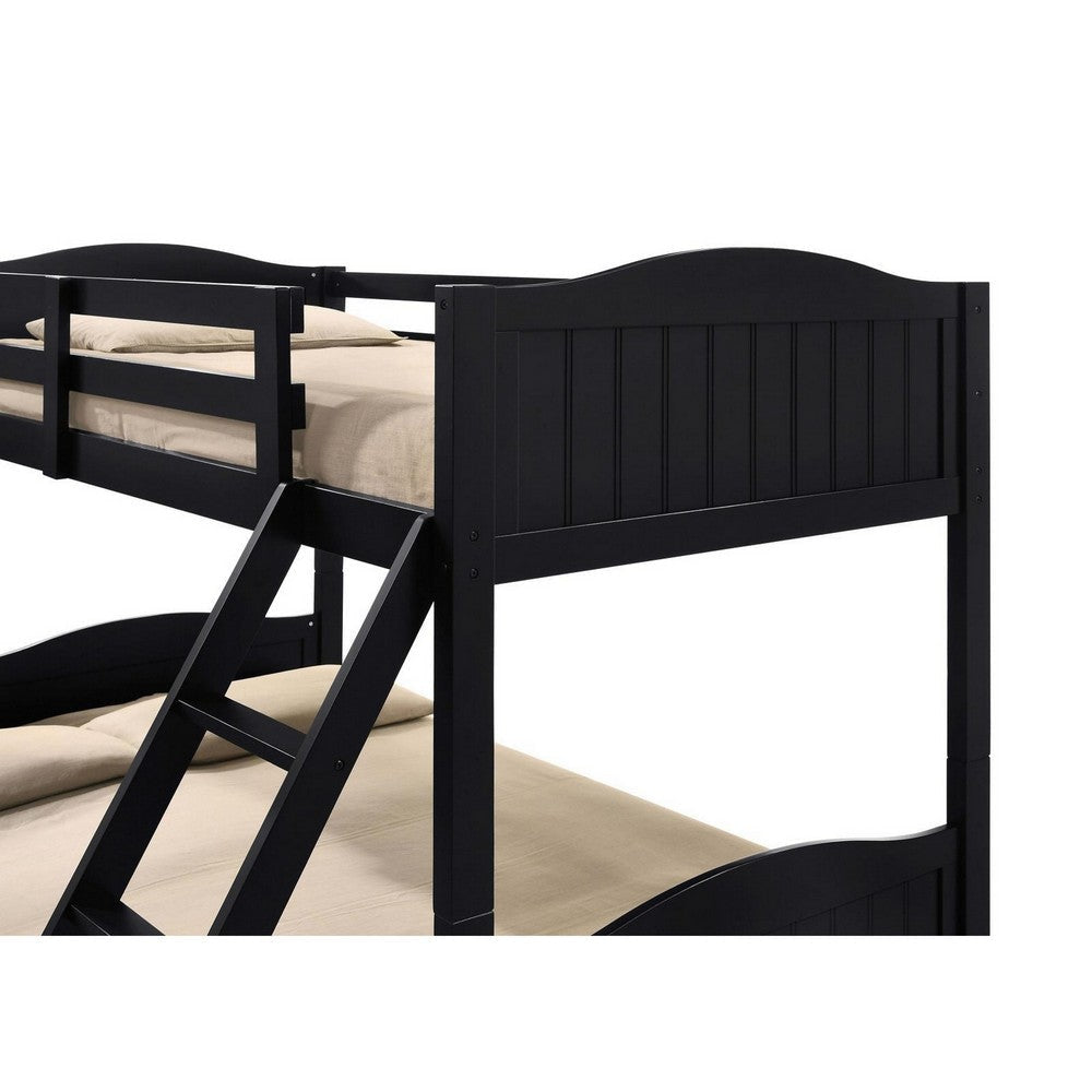 Laro Twin over Full Bunk Bed Attached Ladder Guard Rails Black Wood By Casagear Home BM307137