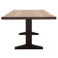 90 Inch Dining Table Industrial Style Trestle Base Brown Wood Grains By Casagear Home BM307140