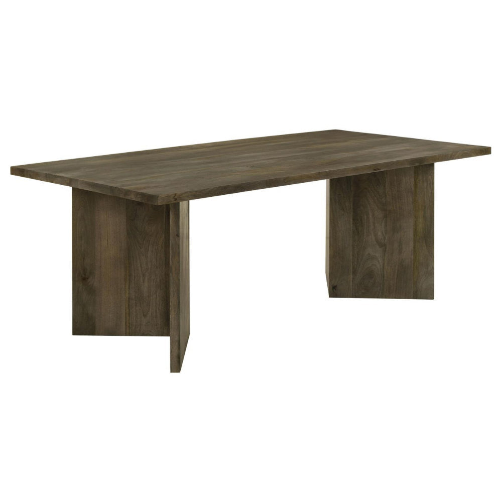 80 Inch Dining Table, Rectangular, Brown Mango Wood, Double V Shaped Base By Casagear Home