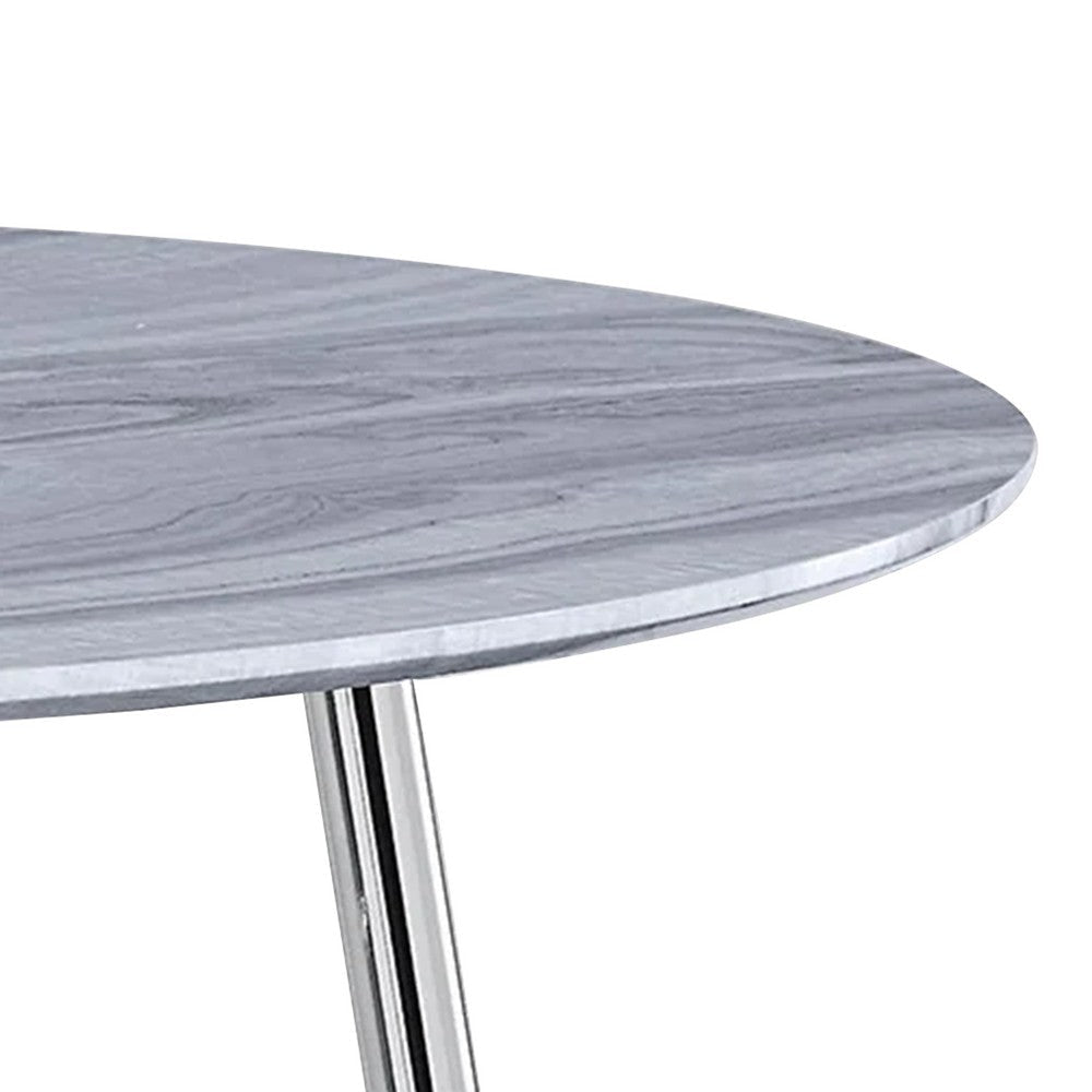 Kian 45 Inch Dining Table Round Glass Top Tapered Legs Wood Gray By Casagear Home BM307213