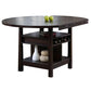 Ravie 60 Inch Counter Height Dining Table Round Top Shelf Wood Brown By Casagear Home BM307222