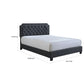 Shiran King Size Bed Tufted Fabric Upholstered Headboard Wood Black By Casagear Home BM307224