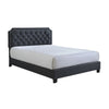 Shiran Queen Size Bed, Tufted Fabric Upholstered Headboard, Wood, Black By Casagear Home